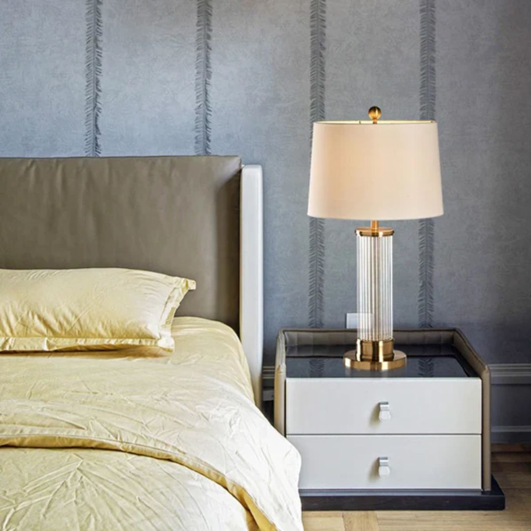 VitrumLux - Glas- och Tygbordslampa