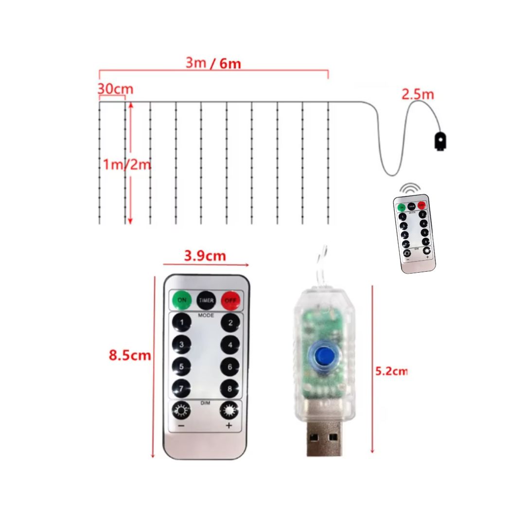 3m Dekorativ gardin LED-lampor