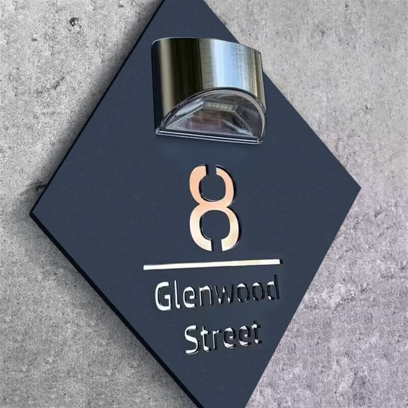 Personlig Diamantformad Solar Husnummer