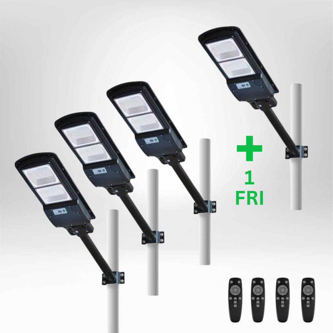 IlluminateSolarMega - 3 Lampor + 1 Gratis 300W/6000 Lumen Ultra-Ljusstarka Solcellslampor för Gatubelysning