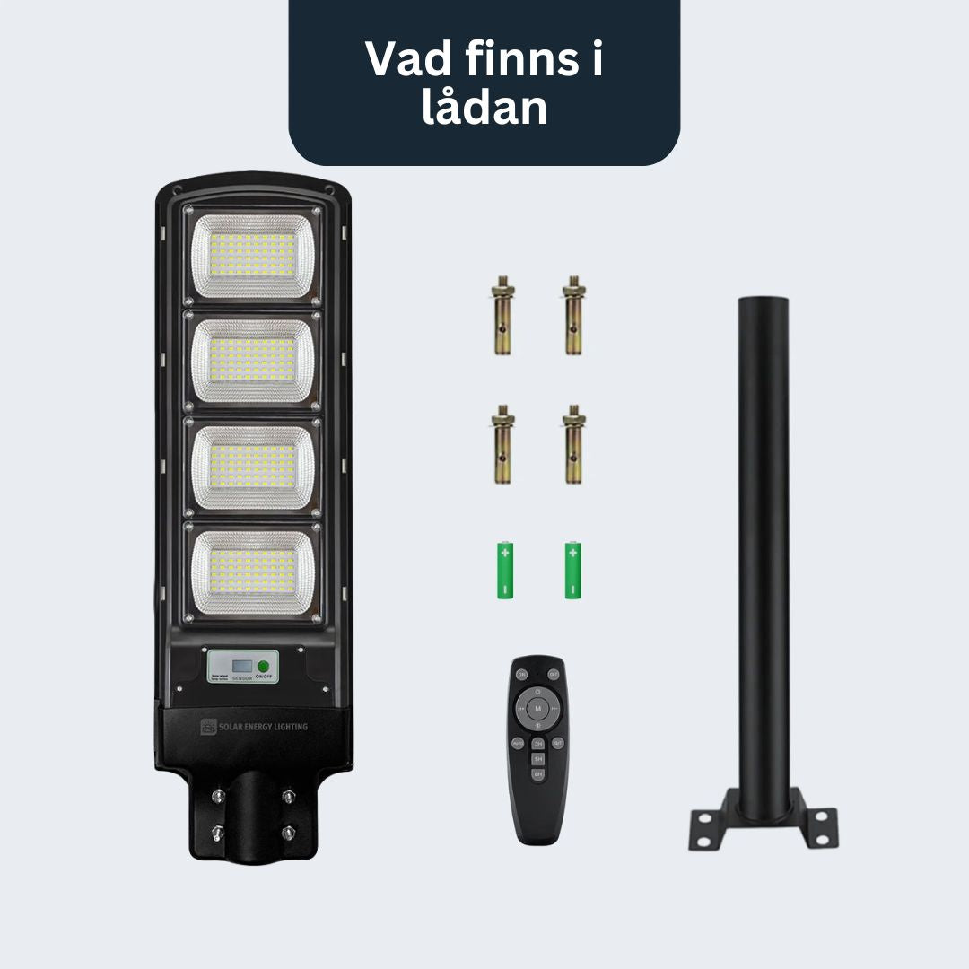IlluminateSolarMega - 3 Lampor + 1 Gratis 450W/6500 Lumen Ultra-Ljusstarka Solcellslampor för Gatubelysning