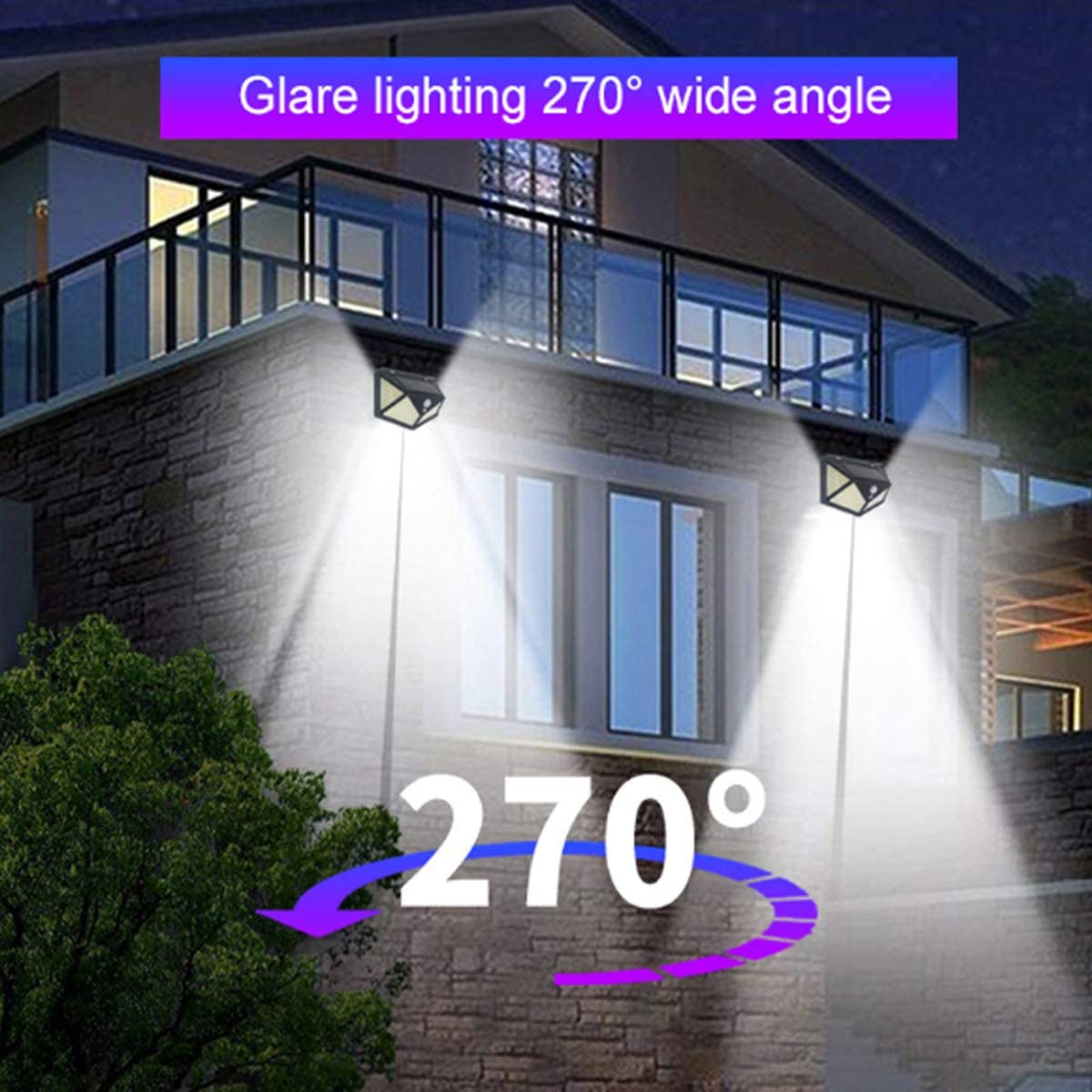 270° vidvinkellampa med PIR-rörelsesensor (2-pack)