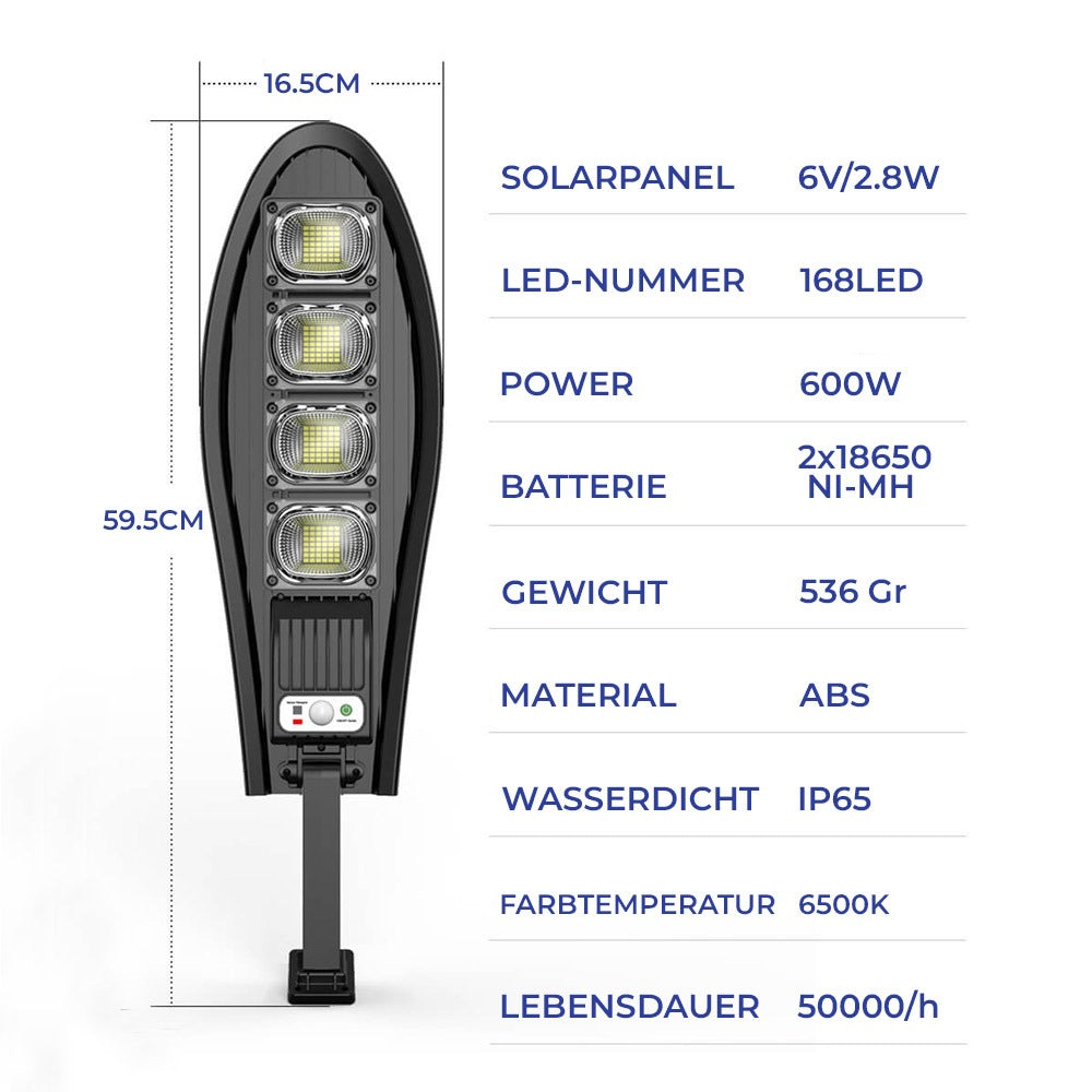 DragonSolar™- 600W solcellsdriven utomhusbelysning med rörelsedetektering