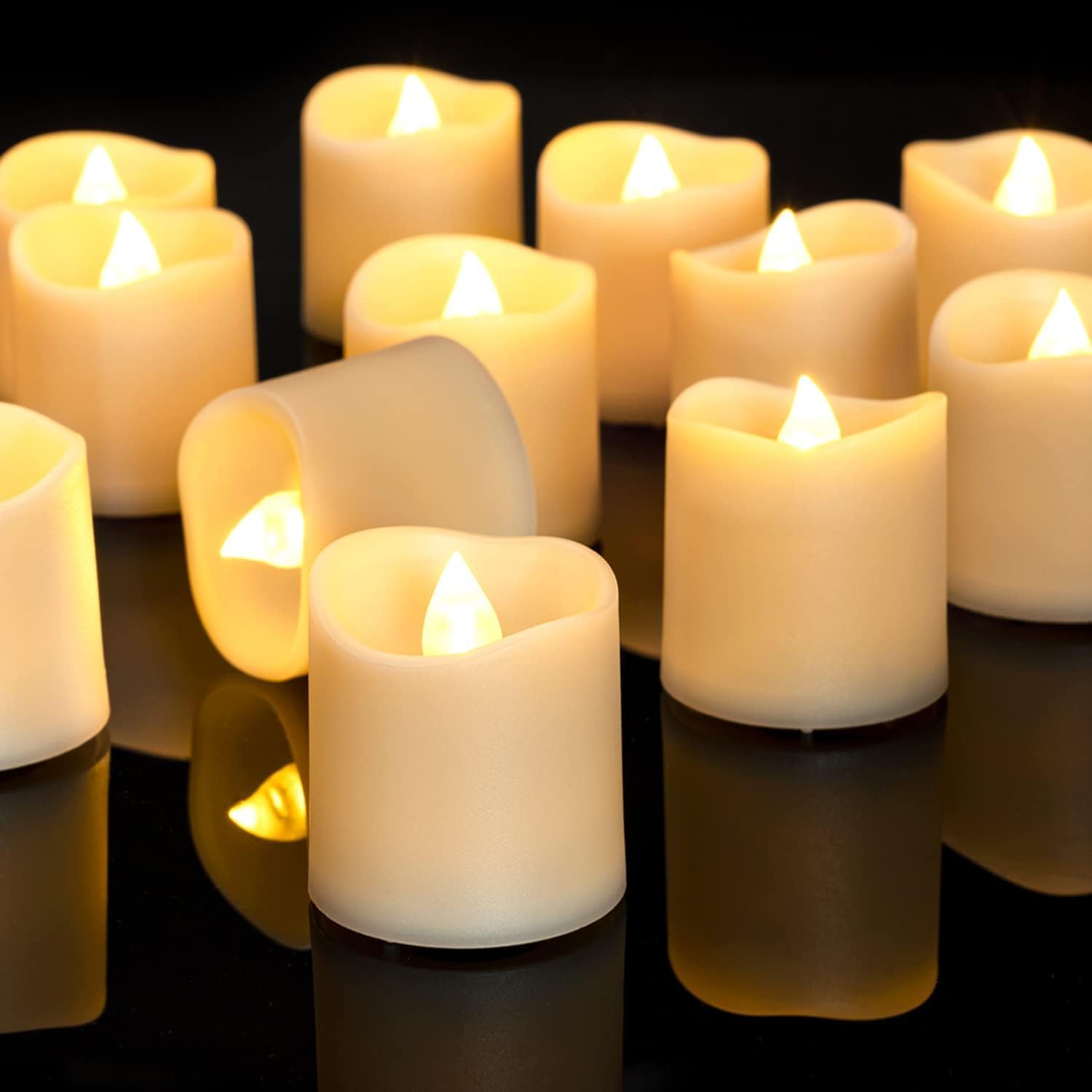 Set med 6 flämtfria LED-ljus med kort vax