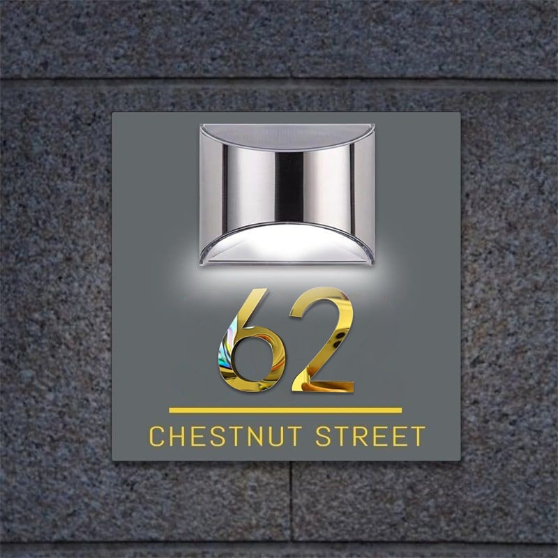 Personlig Rektangulär Solcellshusskylt med 3D