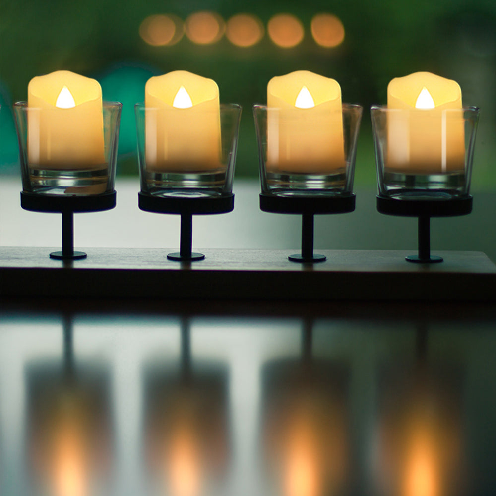 Set med 6 flämtfria LED-ljus med kort vax